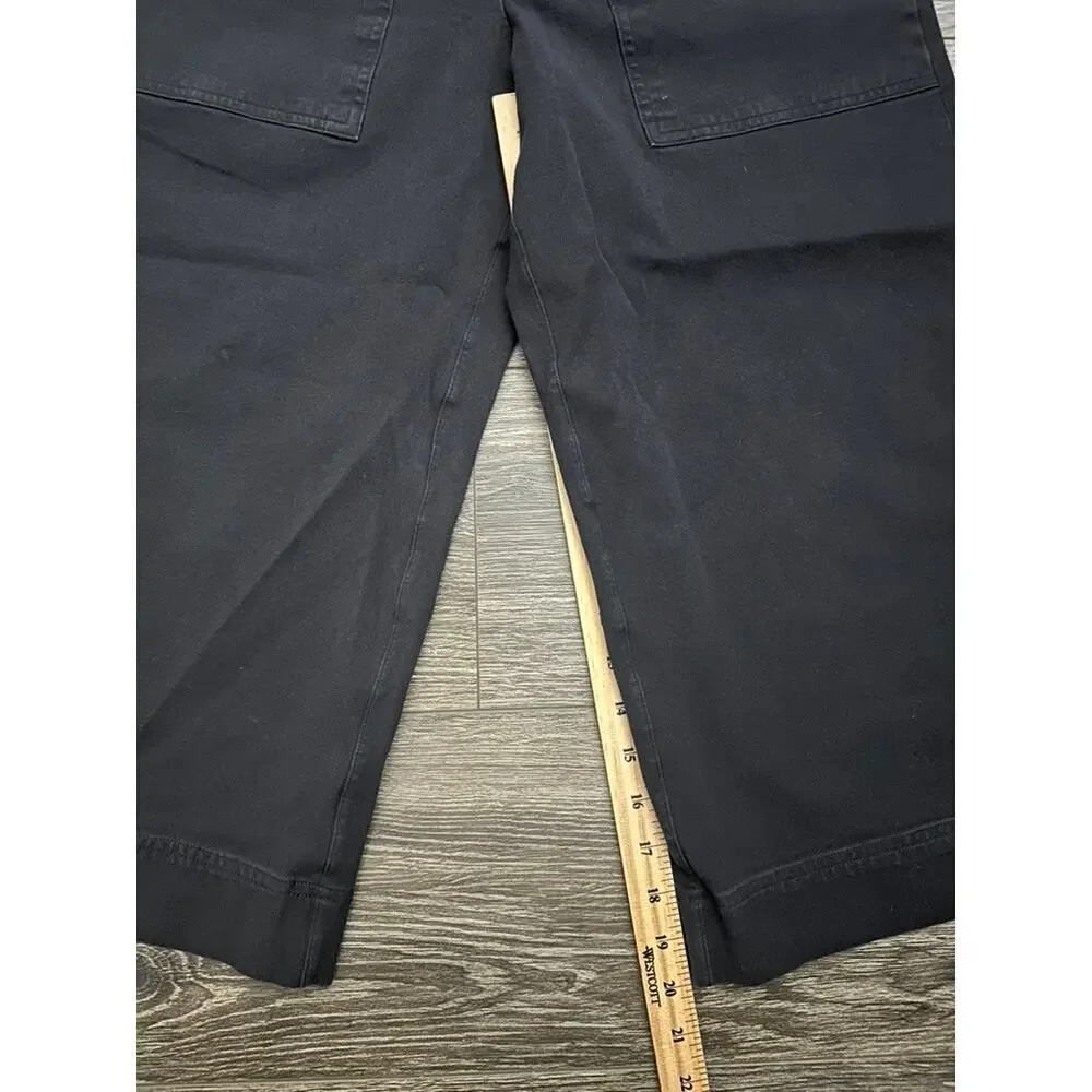 Spanx M Petite On The Go Cropped Wide Leg Pants Black - Picture 2 of 8